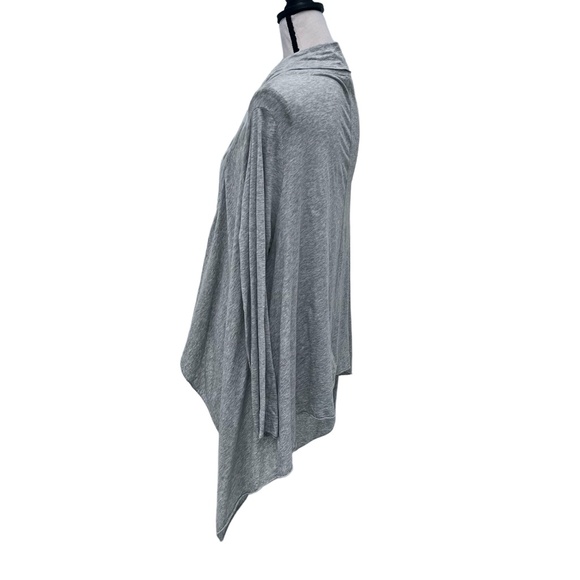 DKNY HEATHER GRAY COTTON OPEN RUFFLE NECK CARDIGAN - Picture 6 of 13